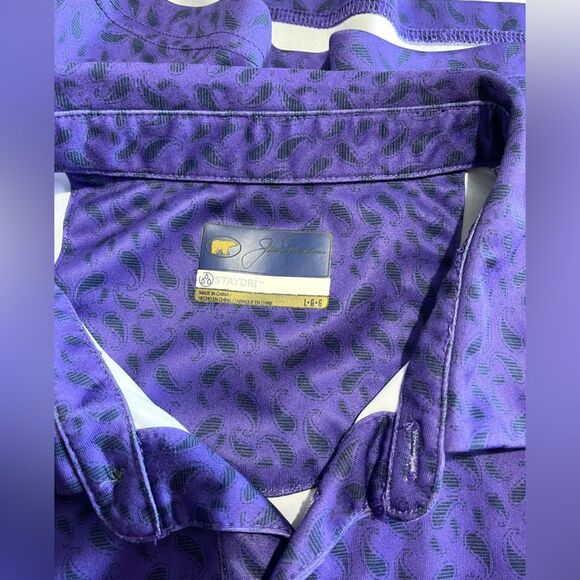 Jack Nicklaus Performance Golf Polo Shirt geometric paisley purple men’s L - Picture 5 of 7